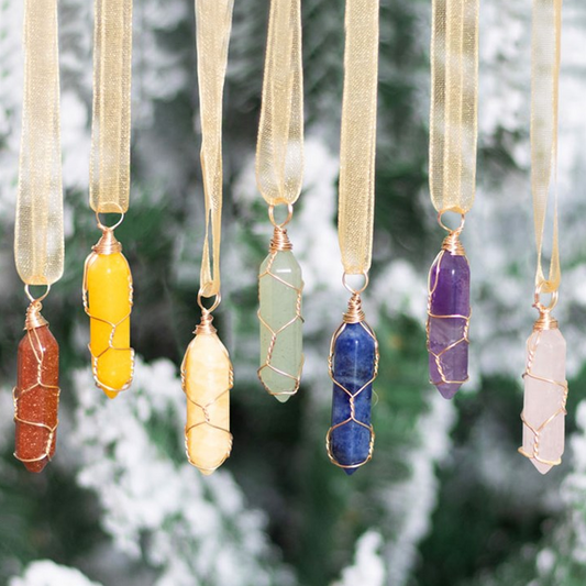 Set of 7 Hanging Crystal Tree Decorations